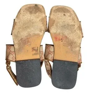 GUCCI Monogram Flats Strappy Canvas Sandals \\\\ 7 (US 7.5) Gucci | Shoes | Gucci Monogram Flats Strappy Canvas Sandals  main image 3